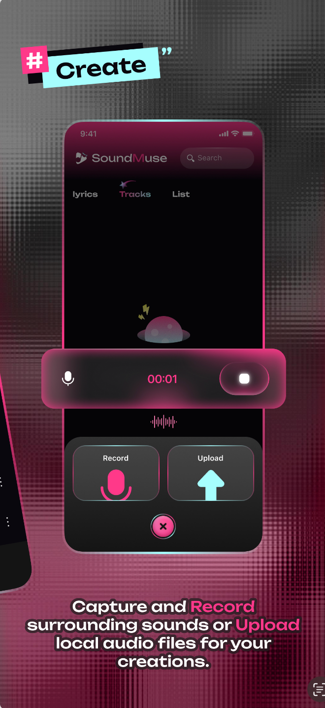 SoundMuse lets you record sounds or upload local audio files.
